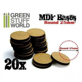 Drevotrieskové podstavce MDF Bases - Round 25 mm (20 ks)